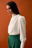 Drape Detaylı  Bluz - Ekru