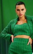 Askılı Tüvit Crop Bluz - K.Yeşil