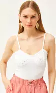 Askılı Taş Detaylı Ottoman Crop Bluz