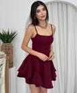 İp Askılı Mini Elbise Bordo