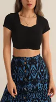 Ön Büzgülü Sendy Crop Bluz