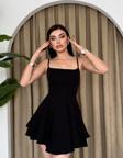 İp Askılı Mini Elbise Siyah
