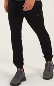 Erkek Siyah Slimfit 2 İplik 4 Mevsim Nefes Alabilen Pamuklu Pıtırcık Kumaş Spor Eşofman Altı 1879