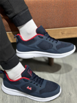 Escetic Lacivert Kırmızı Erkek Anorak Gövde Yazlık Sneaker Hafif Spor Ayakkabı AY0012