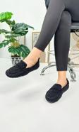 Günlük Kadın Loafer Peluş Astarlı  Oval Burunlu Alçak Desenli Tabanlı Ayakkabı 375