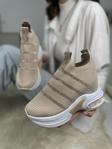 Günlük Triko Kadın Sneaker Gizli Topuk Taşlı Oval Burun Rahat Kalıp Nefes Alabilen Spor Ayakkabı 271