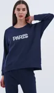 Trend Kadın Paris Yazılı Sweatshirt