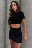 Lesa Wear Yüksel Bel Simli Mini Kalem Etek