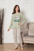 Faryakids Pamuklu Uzun Kollu Desenli Kız Çocuk Pijama Takımı