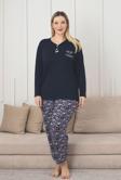 X-Dreamy Büyük Beden Viskon Desenli Uzun Kollu Pijama Takımı