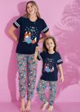 Anne Kız Kombin Desenli Viskon Kısa Kollu Pijama Takımı (ANNE KIZ AYRI SATILIR)