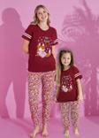 Anne Kız Kombin Desenli Viskon Kısa Kollu Pijama Takımı (ANNE KIZ AYRI SATILIR)