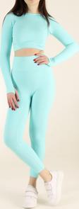 Zeynos Giyim Spor Seamless Tayt Takım Turkuaz M-L