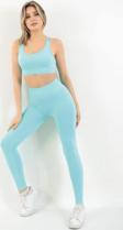 Zeynos Giyim Spor Seamless Bralet Tayt Takımı Turkuaz M-L