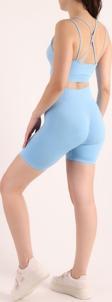 Zeynos Giyim Spor Seamless Şort Büstiyer Tayt Takımı Bebe Mavisi M-L