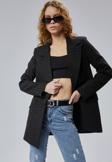 Kadın Regular Dokuma Astarlı Taş Detaylı Blazer Ceket 
