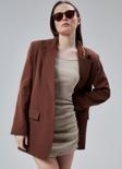 Kadın Oversize Düz Kesim Astarlı Dokuma Blazer Ceket