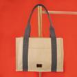 Miaju Krem&Gri Tote Bag, Ön Ve İç Cep Detaylı, 25X35 Cm, Kadın Günlük Kol Ve Omuz Çantası
