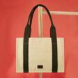 Miaju Krem&Yeşil Tote Bag, Ön Ve İç Cep Detaylı, 25X35 Cm, Kadın Günlük Kol Ve Omuz Çantası