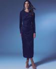 Simli Midi Elbise - Lacivert