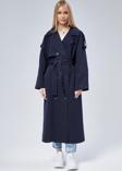 Kadın Oversize Astarlı Uzun Trençkot