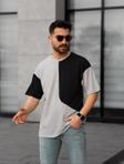 Manklas Tişört Erkek Parçalı Desen Regular Fit Bisiklet Yaka Bürümcük Tshirt Erkek T-Shirt