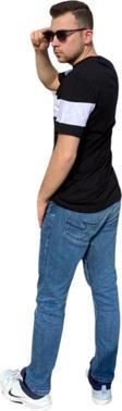 Manklas Tişört Bisiklet Yaka Parçalı Desen Detaylı Regular Fit Tshirt Erkek T-Shirt
