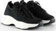Siyah Örgü Dokuma Taş Detaylı Bağcıklı Slip-on Sneaker