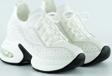 Beyaz Örgü Dokuma Kristal Taşlı Bağcıklı Hava Yastıklı Taban Gizli Dolgu Slip-on Sneaker