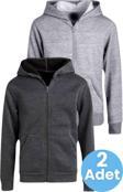 Çocuk Unisex Pamuklu Kapüşonlu Fermuarlı Sweatshirt 2'Li Set