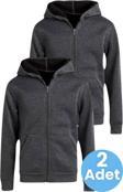 Çocuk Unisex Pamuklu Kapüşonlu Fermuarlı Sweatshirt 2'Li Set