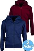 Çocuk Unisex Pamuklu Kapüşonlu Fermuarlı Sweatshirt 2'Li Set