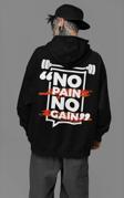 No Pain No Gain Yazılı Unisex Oversize Gym Fitness Hoodie