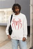 Spider-Man Tasarım Logo Baskılı Unisex Oversize Örümcek Sweatshirt