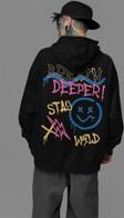 Breath Deeper ! Yazılı Unisex Oversize Tasarım Hoodie