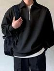 Polo Yaka Yarım Fermuarlı Unisex Oversize Sweatshirt