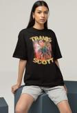 Travis Scott Rapper Baskılı Unisex Oversize Tişört