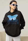 Tasarım Conversion Baskılı Unisex Oversize Kelebek Hoodie