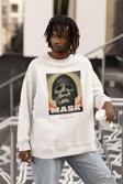 Tasarım Mask Yazılı Unisex Oversize Sweatshirt