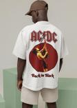 KOPYA - AC DC Back In Black Baskılı Unisex Oversize Rock Metal Tişört