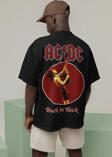 KOPYA - AC DC Back In Black Baskılı Unisex Oversize Rock Metal Tişört