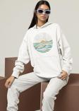 Özel Tasarım Gün Batımı Baskılı Unisex Oversize Hoodie