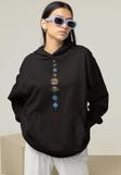 Tasarım Gezegenler Baskılı Unisex Oversize Hoodie