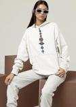 Tasarım Gezegenler Baskılı Unisex Oversize Hoodie
