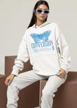 Tasarım Conversion Baskılı Unisex Oversize Kelebek Hoodie