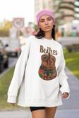 The Beatles Tasarım Gitar Baskılı Unisex Oversize Müzik Grubu Sweatshirt