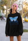 Conversion Kelebek Baskılı Unisex Oversize Tasarım Sweatshirt