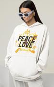 Peace Love Yazılı Unisex Oversize Hoodie