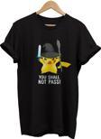 Remonz Yüzüklerin Efendisi Pikachu Gandalf Baskılı %100 Pamuk Basic T-Shirt Normal Beden Tişört