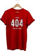 Remonz 404 Not Found Baskılı Kırmızı, %100 Pamuk Basic (Normal Beden) T-Shirt